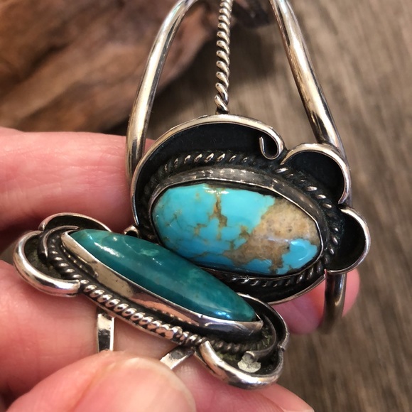 Vintage Marquise Shaped Turquoise Sterling Silver Ring Approx Size 9 - Picture 15 of 17